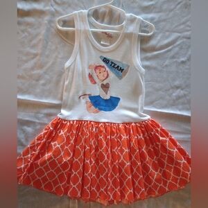 NWOT Girls Boutique Dress Size 4 Gus & Lola Cheer Dress Orange & White 4 Toddler